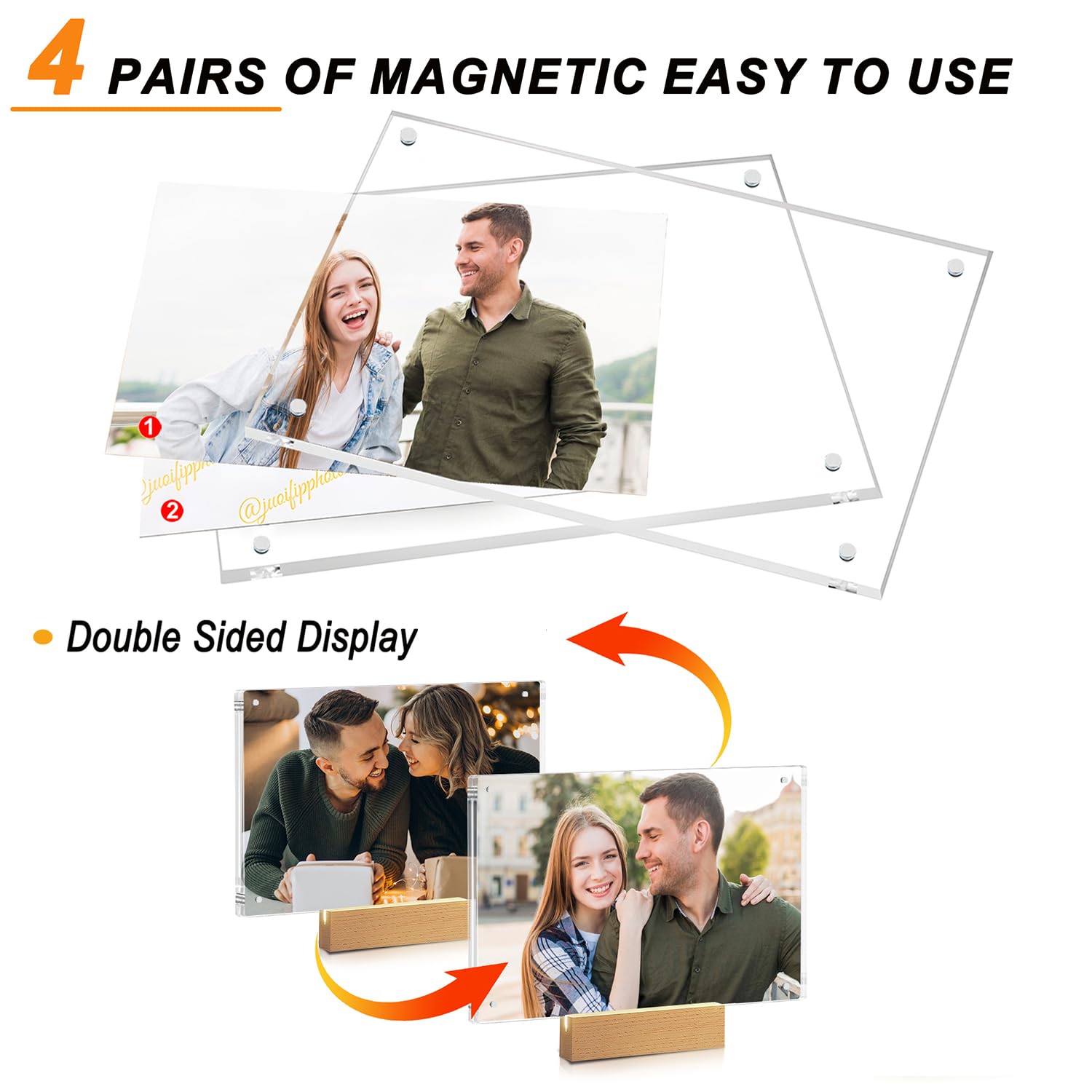 laapee clear magnetic photo frame closeup with secure magnets for quick photo changes