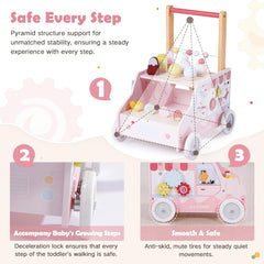 Labebe push walker with bear rotary gear, encourages fine motor coordination