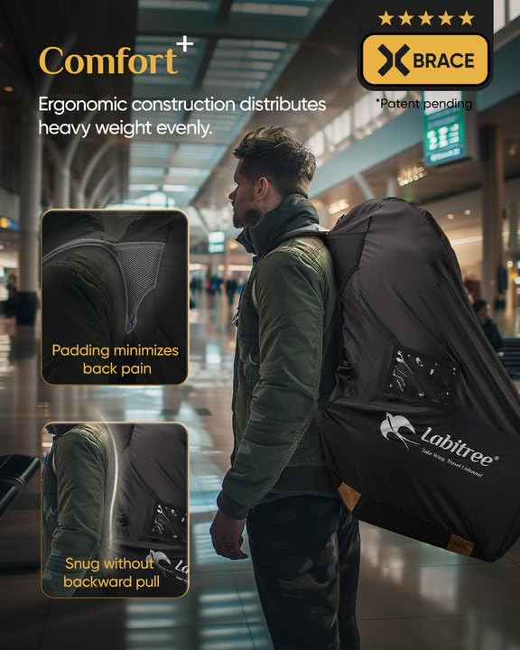 Labitree carseat travel bag uses 420D fabric to resist rain and dust.