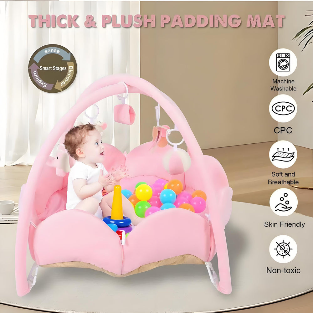 Labooboo pink unicorn play mat soft plush closeup—gentle on baby skin