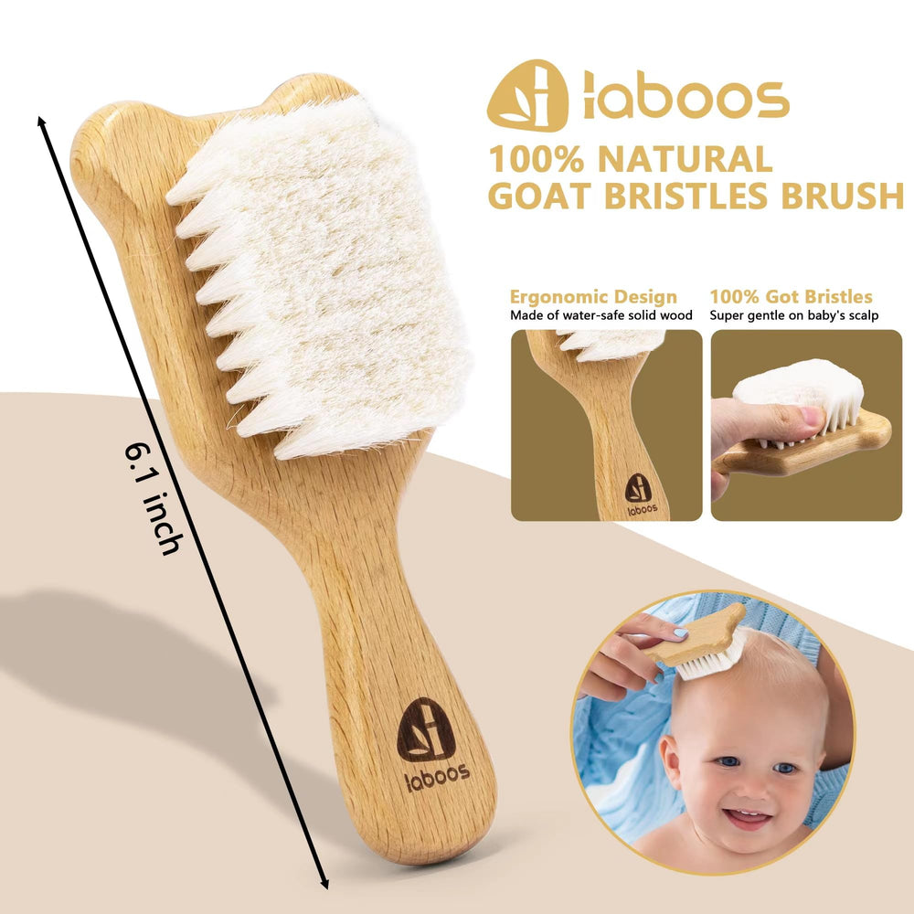 Laboos bear-shaped brush is easy to hold for quick grooming on the go.