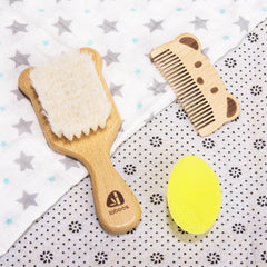 Laboos wooden comb with smooth teeth detangles without pulling tender scalps.