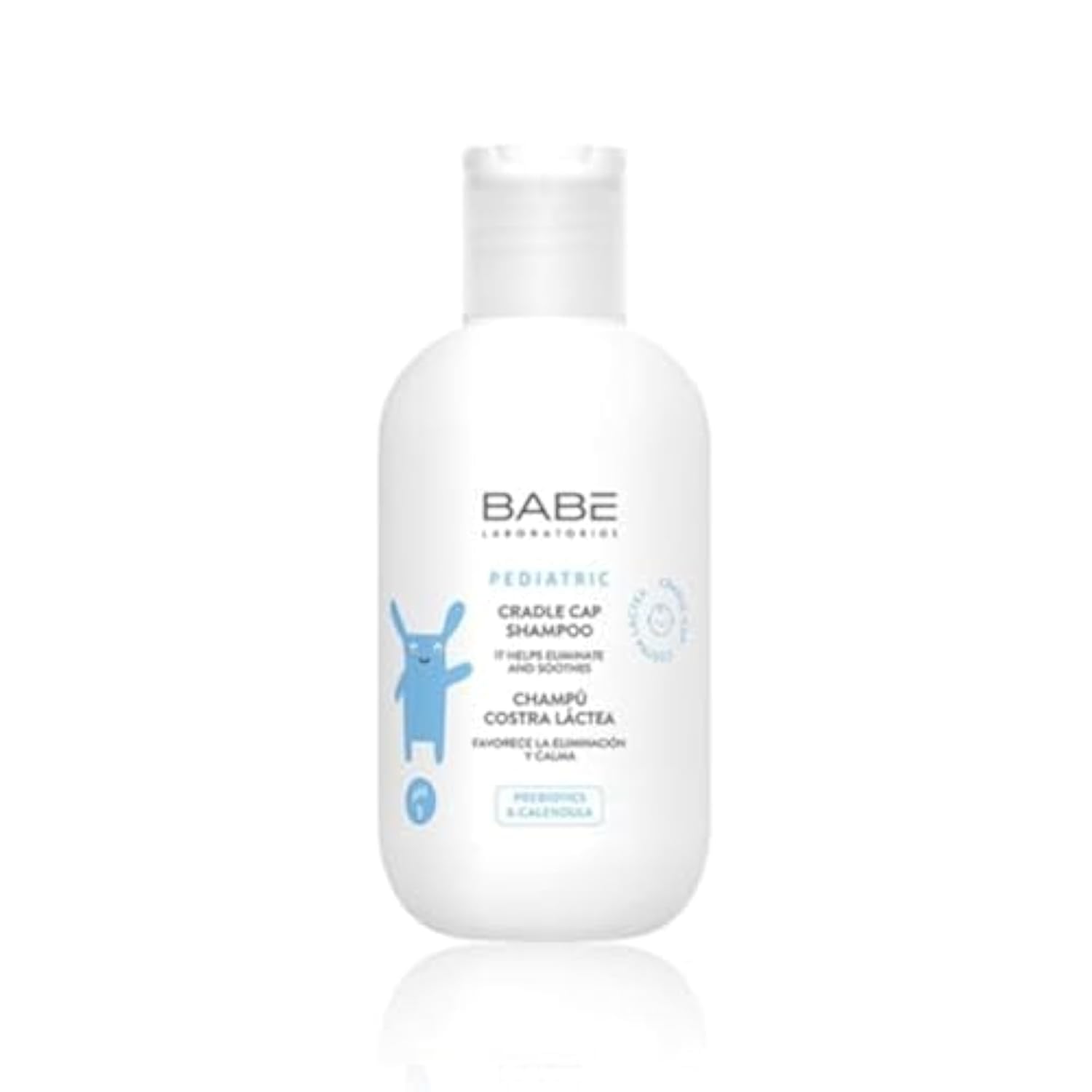 Laboratorios Babe pediatric milk crust shampoo bottle ready for gentle cradle cap care.