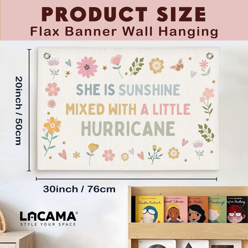 Lacama nursery decor banner bright design enhances cozy play space.