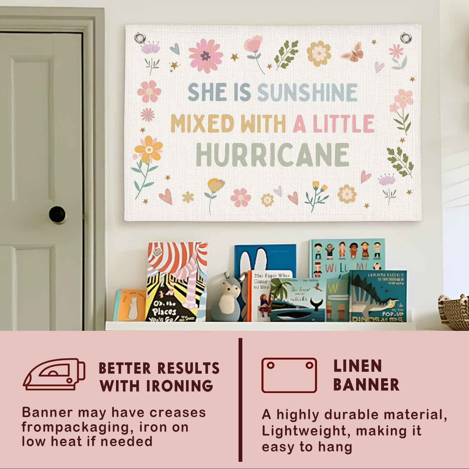 Lacama reading corner accent banner creates an inviting study nook.