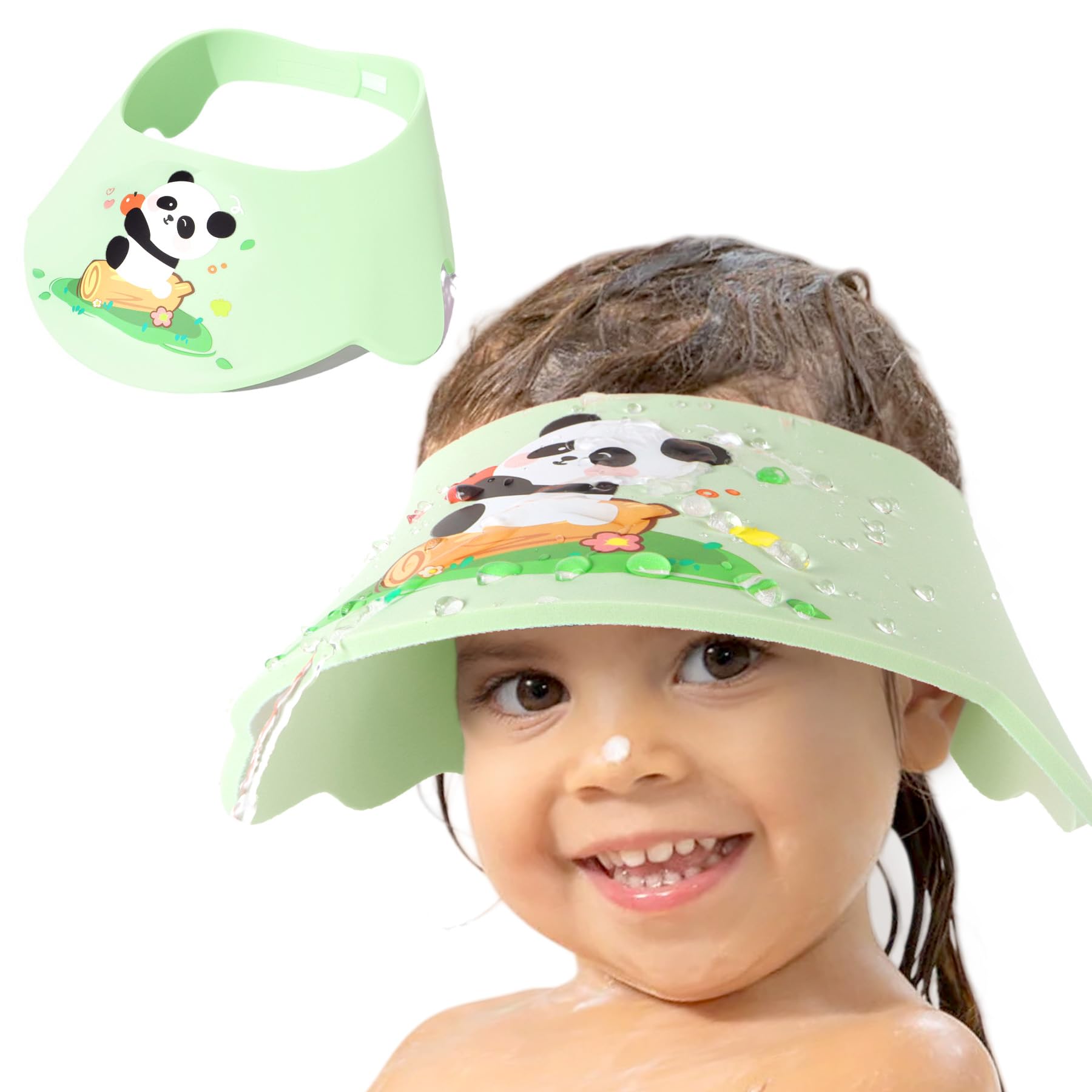 LADES baby shower cap front view shows soft EVA protection during bath time.