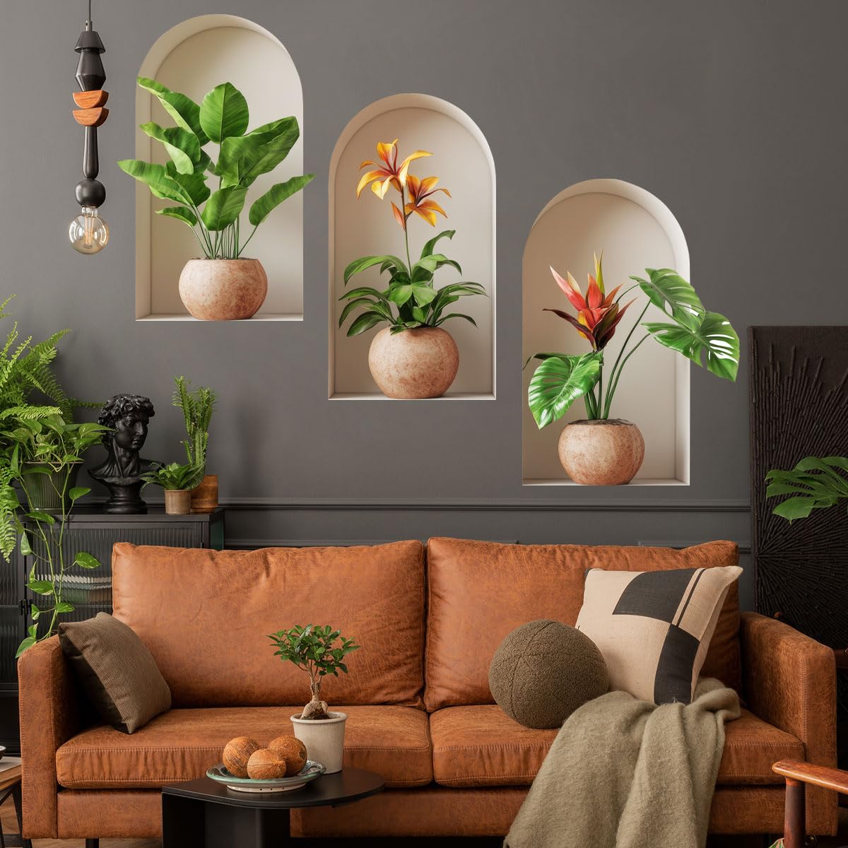 Ladinimo 3D Potted Plants Wall Sticker bedroom backdrop adds color and calm to your space.