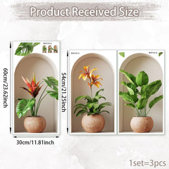 Ladinimo 3D Potted Plants Wall Sticker for entrance creates a welcoming, vibrant first impression.