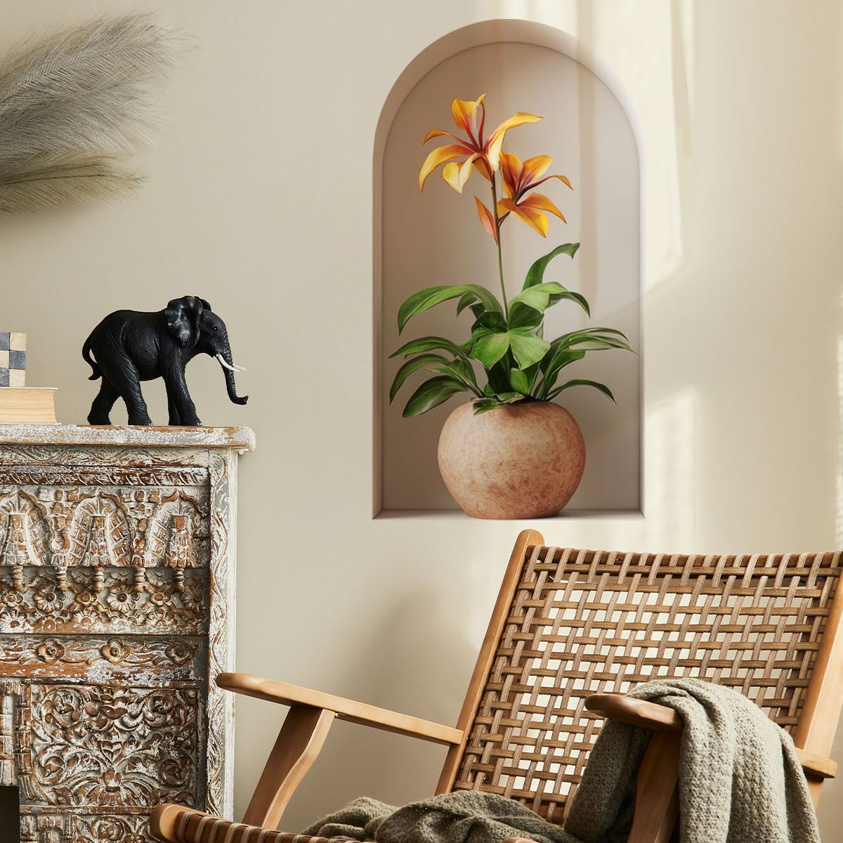 Ladinimo 3D Potted Plants Wall Sticker nursery adds soft color for a playful, soothing room.