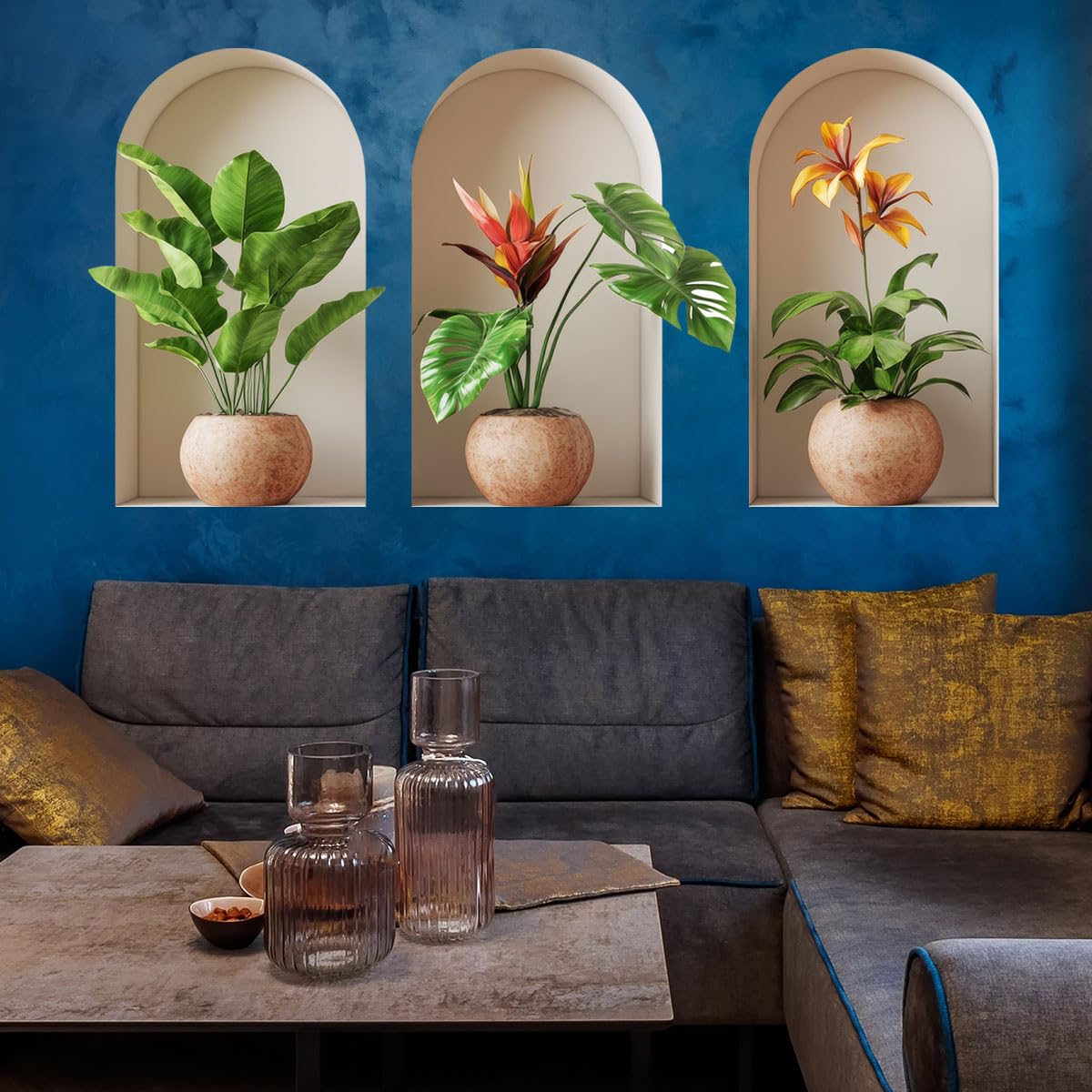 Ladinimo 3D Potted Plants Wall Sticker office desk backdrop adds greenery to productivity spaces.