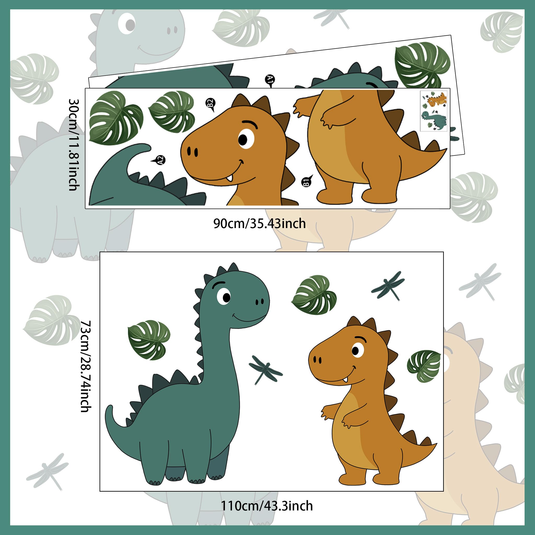Ladinimo cute dinosaur sticker adds playful color to a kids room