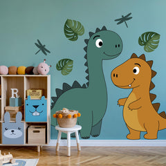Ladinimo dinosaur wall decal with palm tree brightens kids' room decor