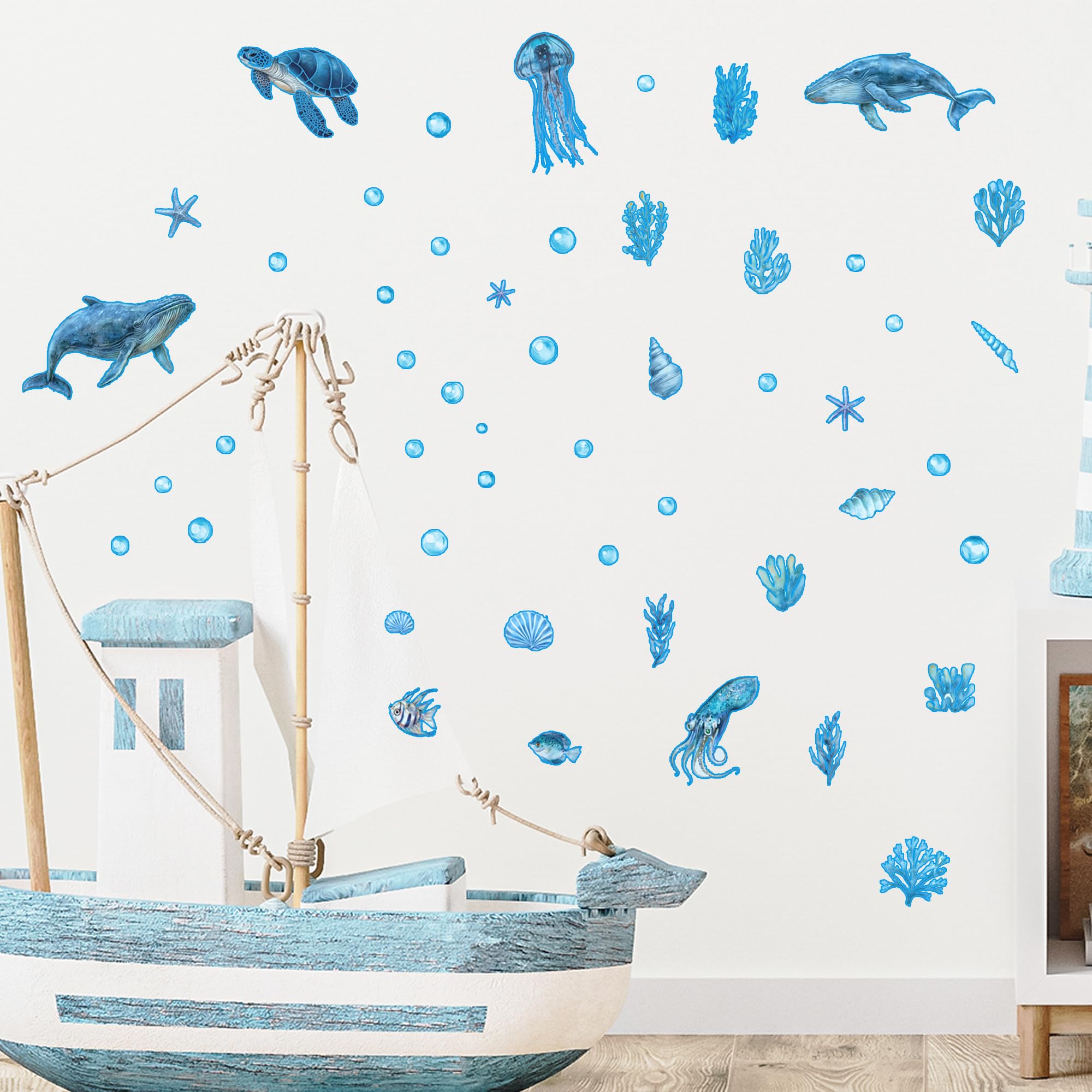Ladinimo glow-in-the-dark wall decals glow softly in dim light