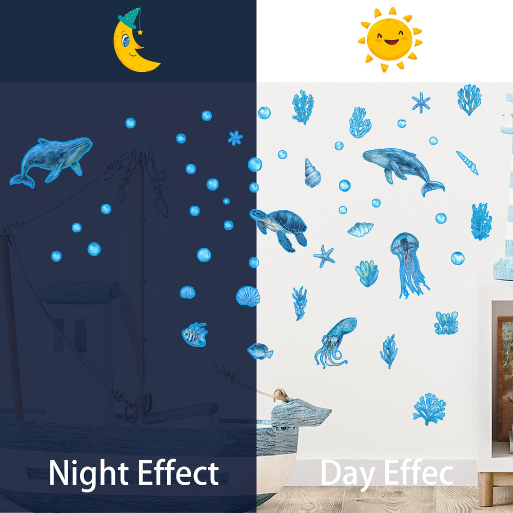 Ladinimo glow wall bubbles decals add shimmering ocean accents