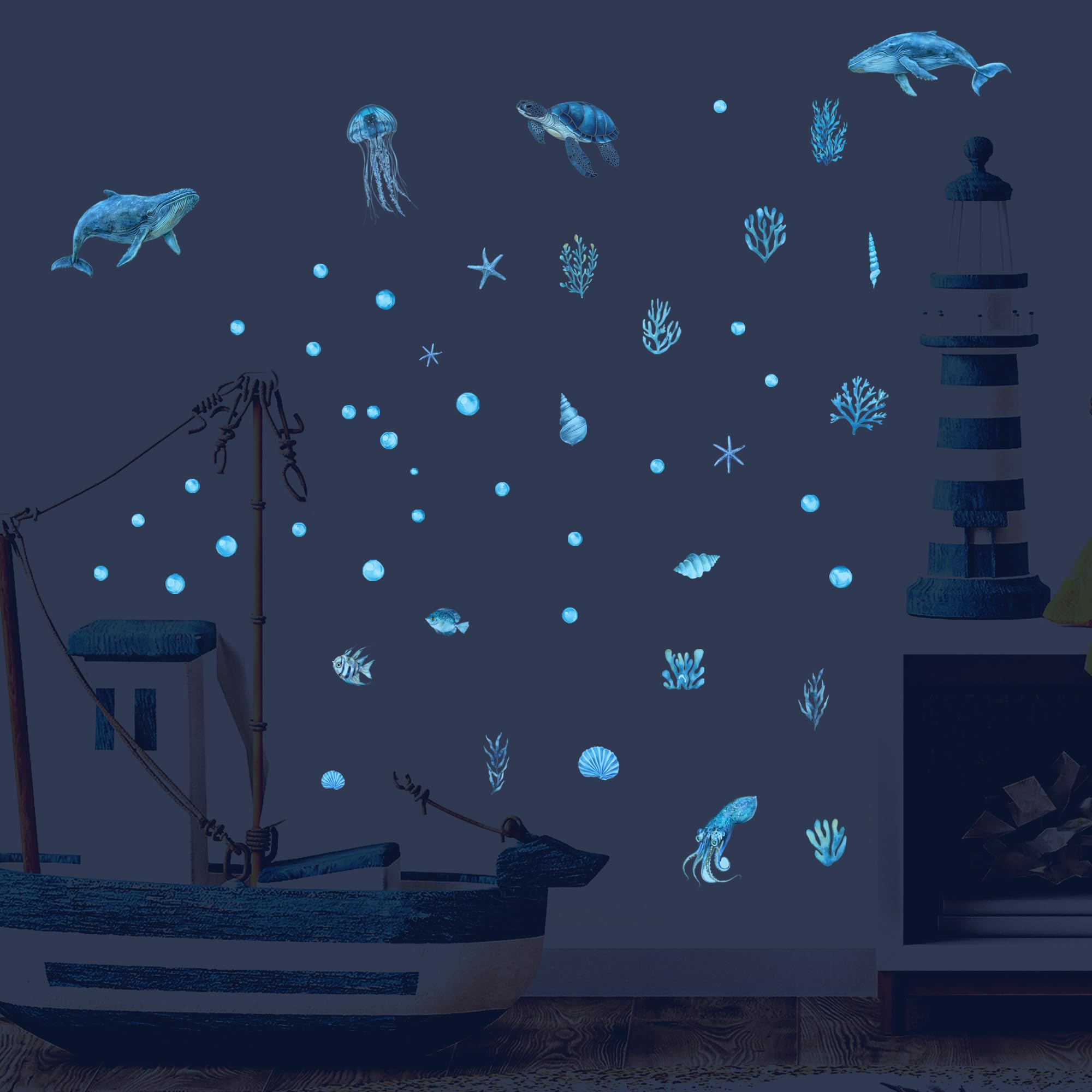 Ladinimo kids room ocean theme stickers enhance decor with DIY appeal