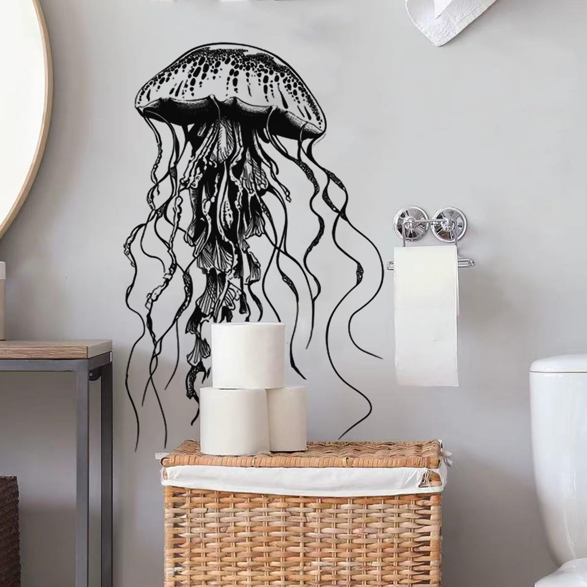 Ladinimo large jellyfish wall decal on a nursery wall for a playful ocean vibe