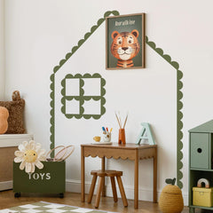 Ladinimo scallop border wall sticker in dark green edge detail for walls.