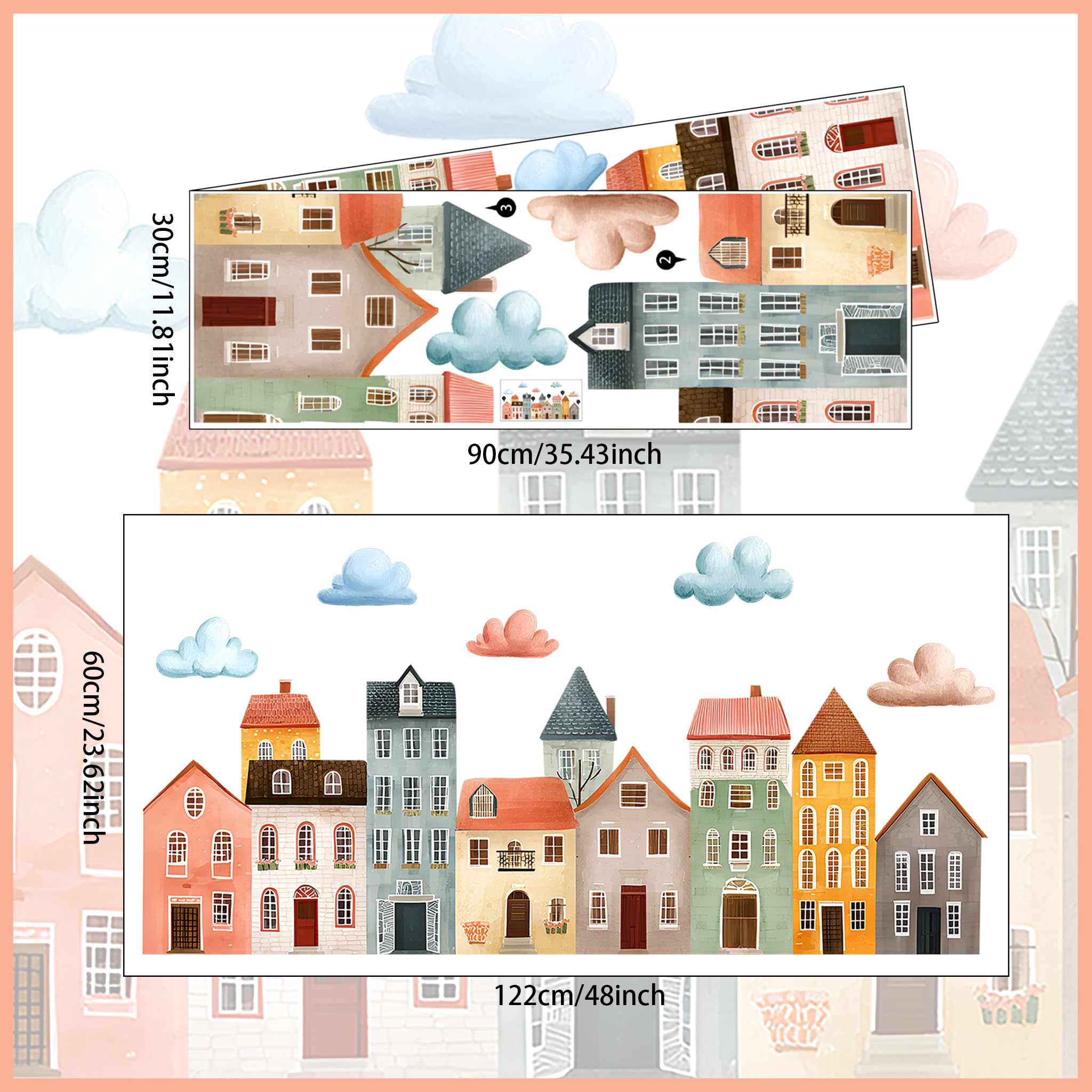 Ladinimo watercolor-house art decal – bright, calming wall decor for nurseries.