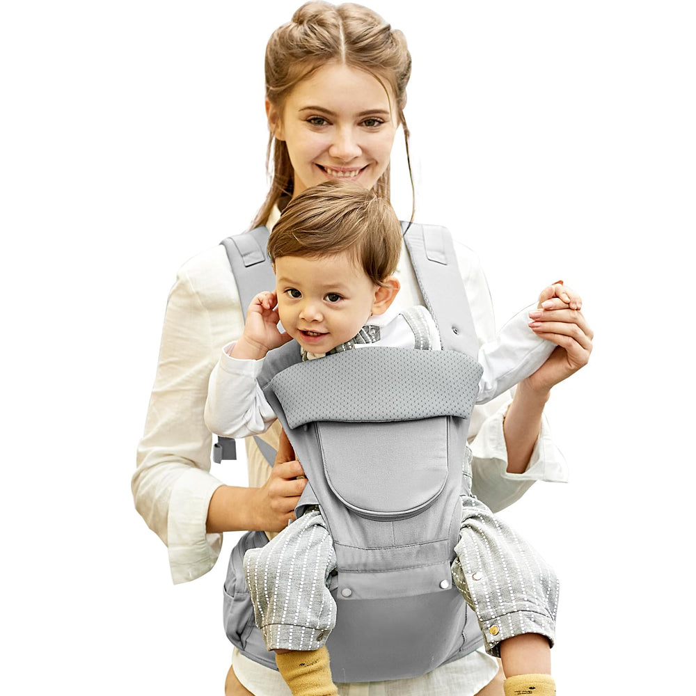 Laifarkost baby carrier hip seat demonstrates secure hip-seat support for comfortable walks.