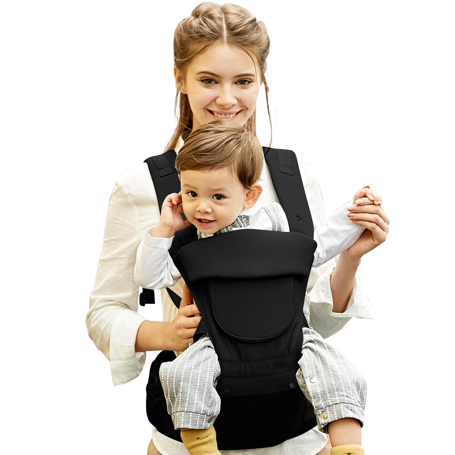 Laifarkost baby carrier with hip seat offers secure hip support for newborns and toddlers.