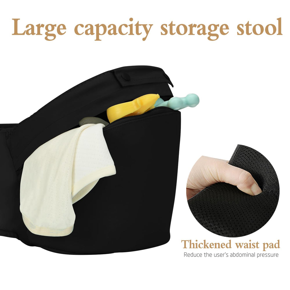 Laifarkost baby carrier side pockets keep bottle, phone, and keys within reach.