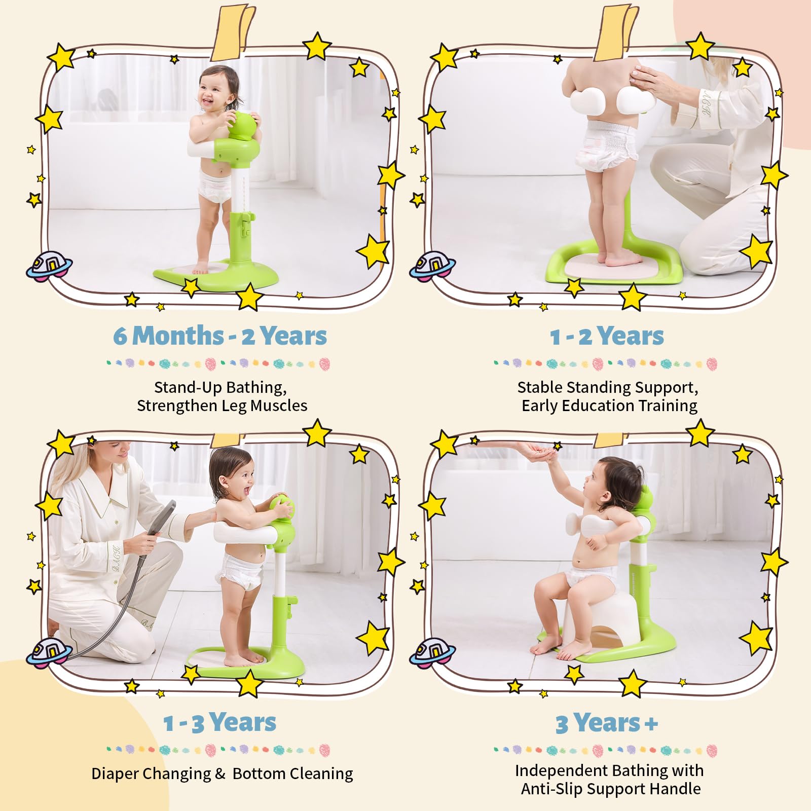 Laigoldana supports diaper changes and lotion application during use.