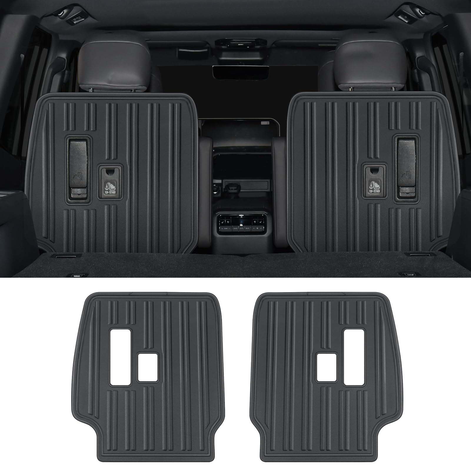 LaIIker seat-back protective pad front view reduces rear seat scuffing in daily driving.