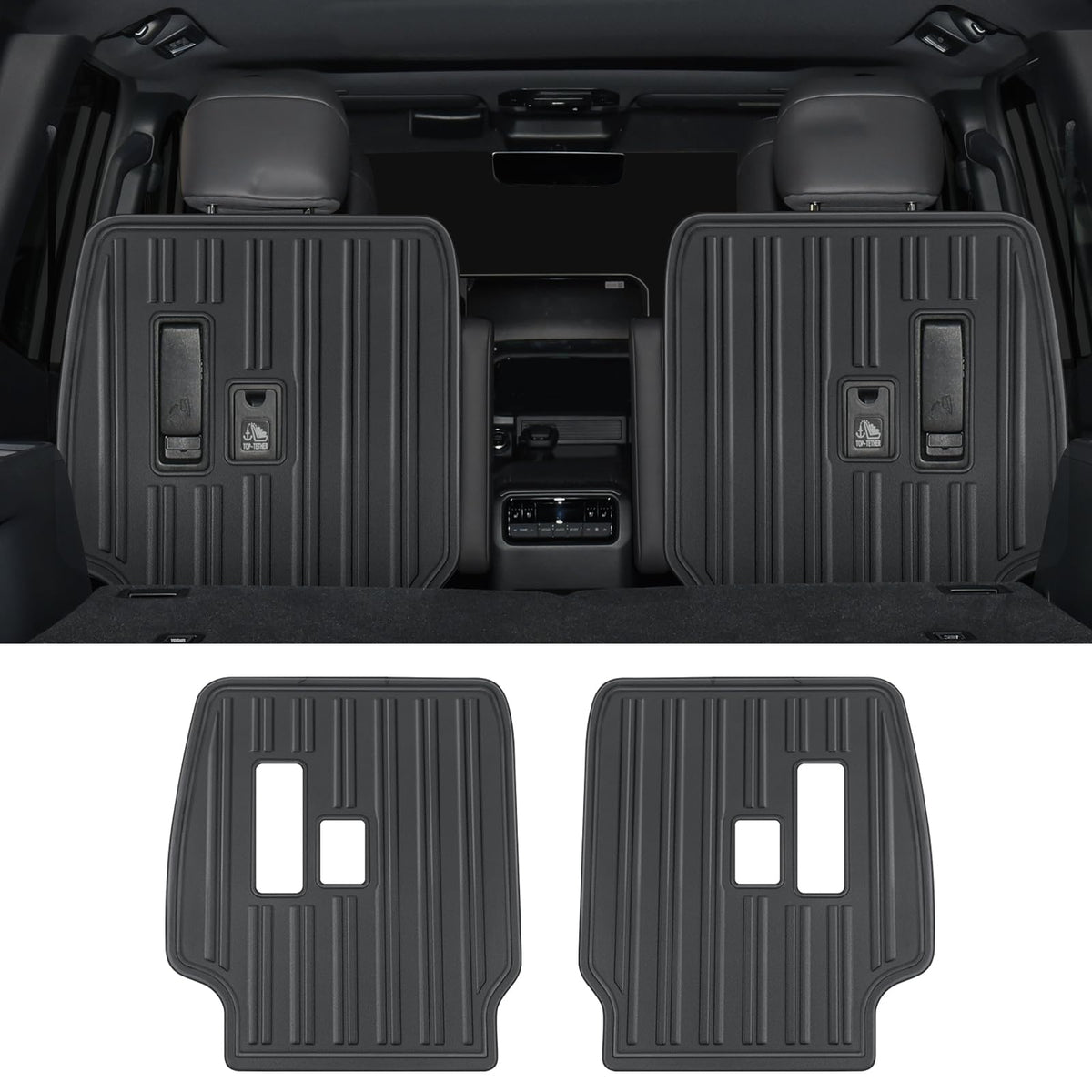 LaIIker seat-back protective pad front view reduces rear seat scuffing in daily driving.
