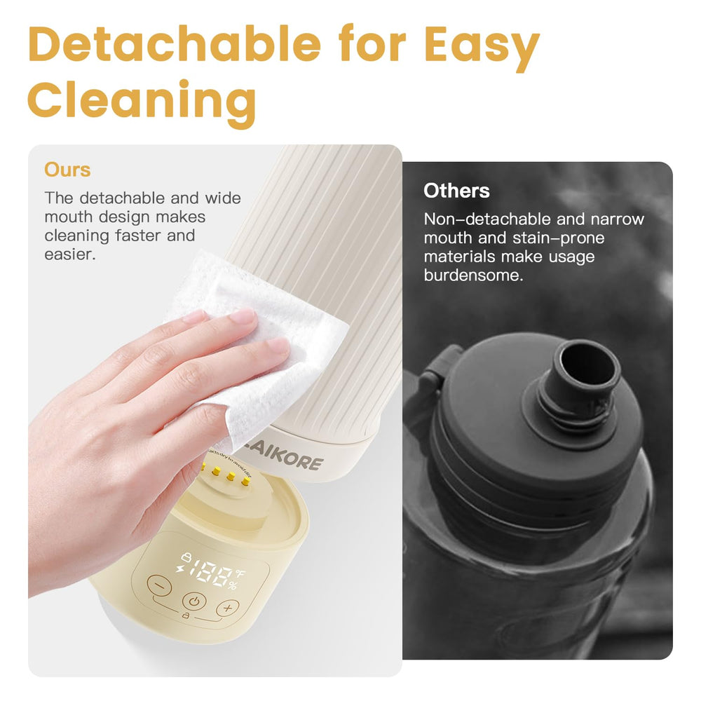 LAIKORE BPA-free stainless steel interior eases safe cleaning.