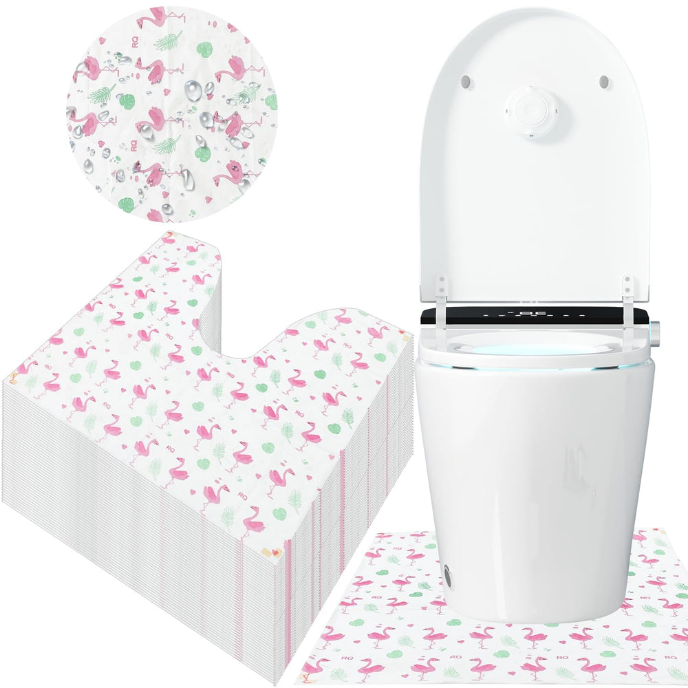 LAIAMER Flamingo disposable toilet mat with waterproof surface protects floors