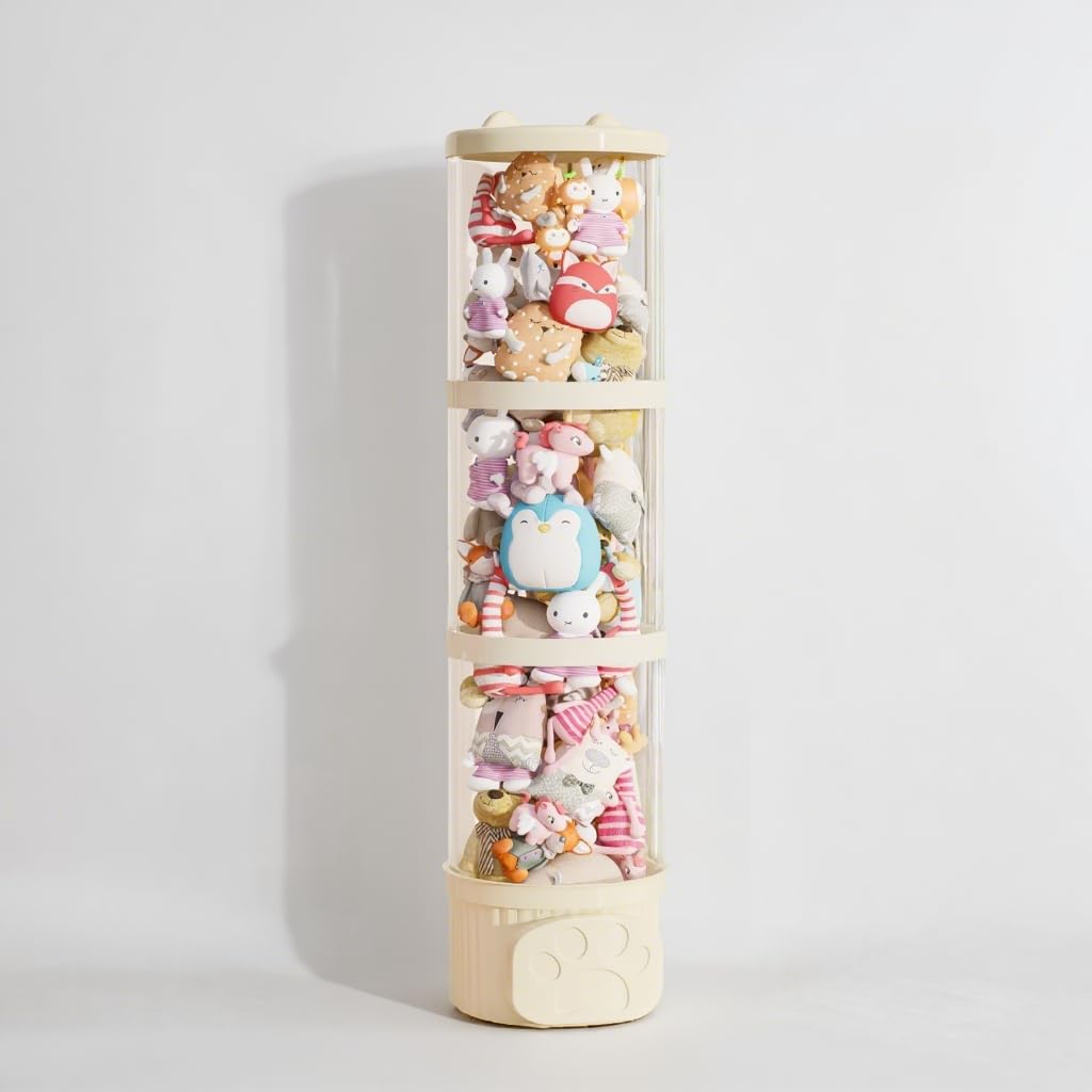 LALABOO stuffed animal storage tube 42-inch full of plush toys for play-ready organization.