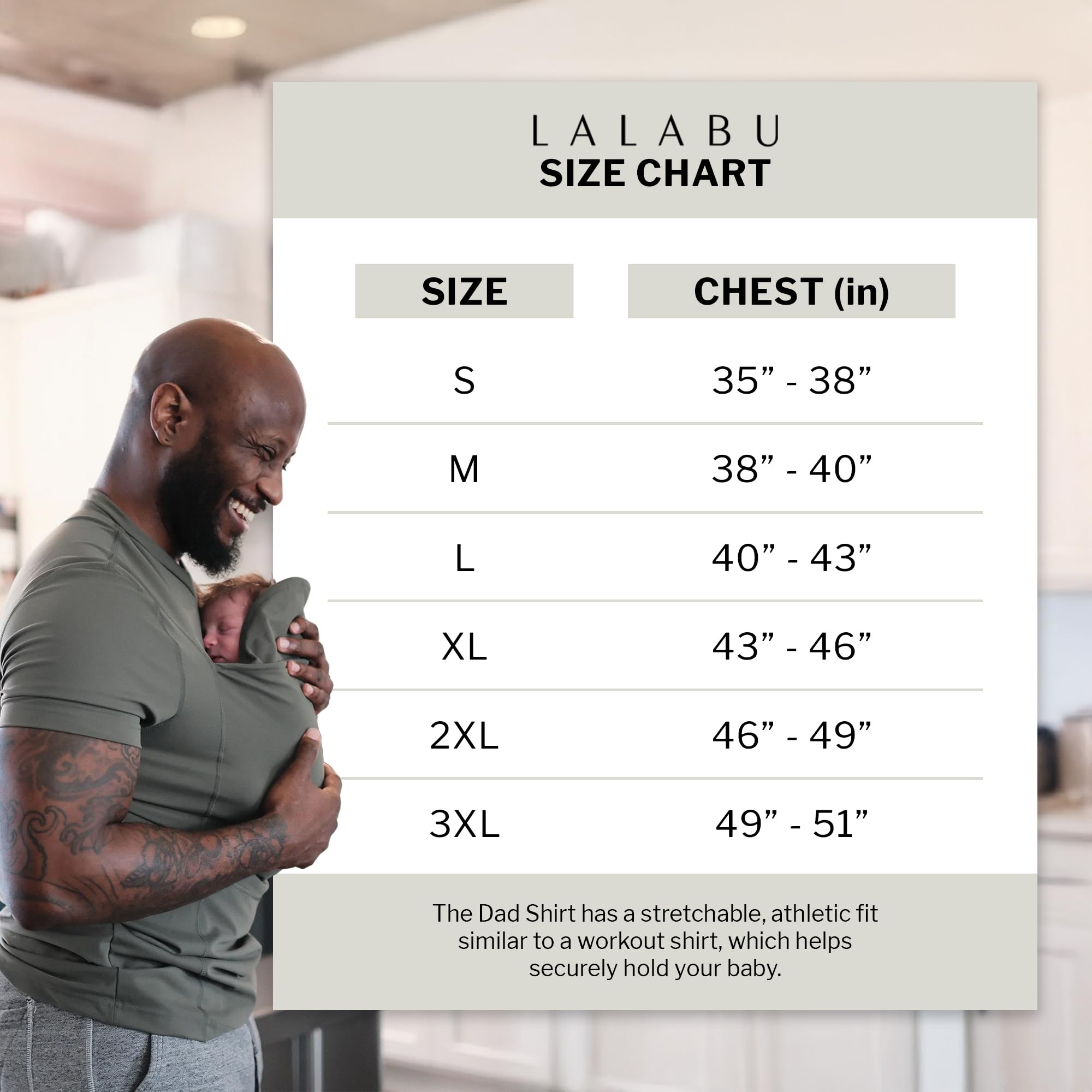 Lalabu Dad Shirt out-and-about with baby calms while dad multitasks.