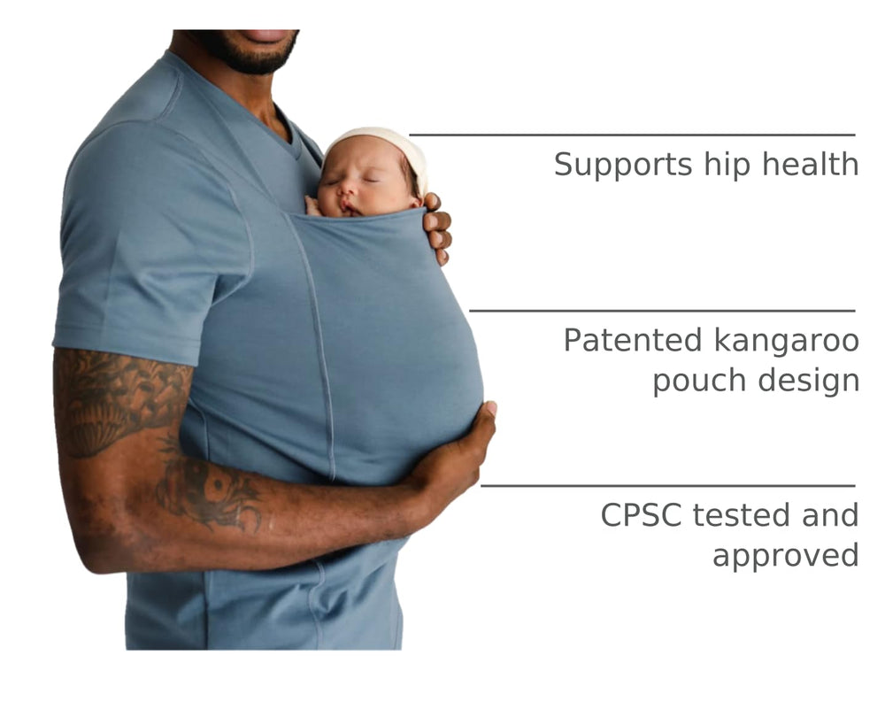 Lalabu Dad Shirt pouch-extension-shade—provides shade and support for comfy carries.