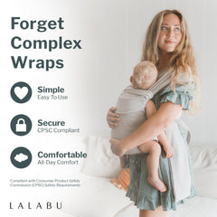 Lalabu Simple Wrap newborn use demonstrates snug carry for early bonding and calm transitions.