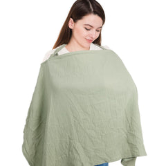 LALIFIT arch-neckline nursing cover for airflow and baby monitoring during feeds.