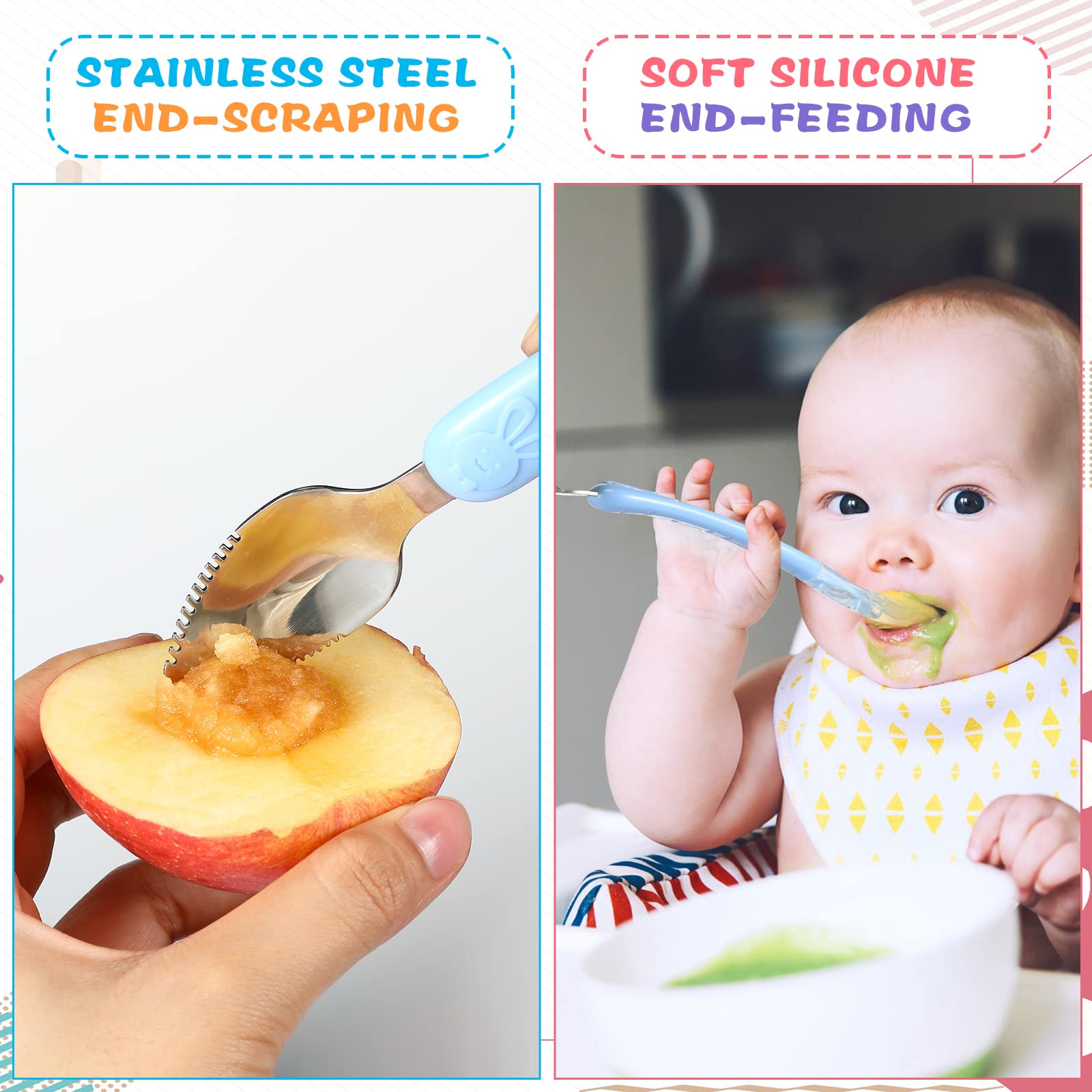 Lallisa cyan double-head spoon with dual ends for feeding and prep.