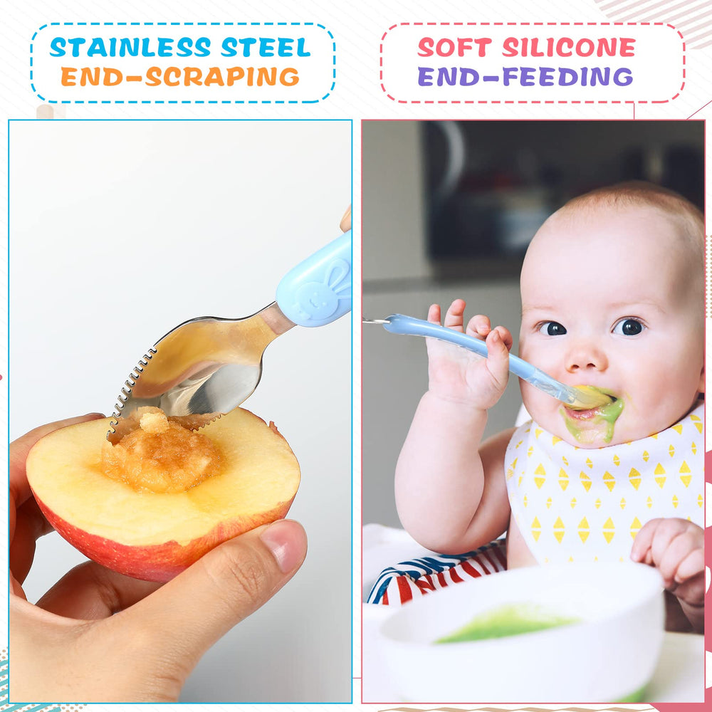 Lallisa cyan double-head spoon with dual ends for feeding and prep.