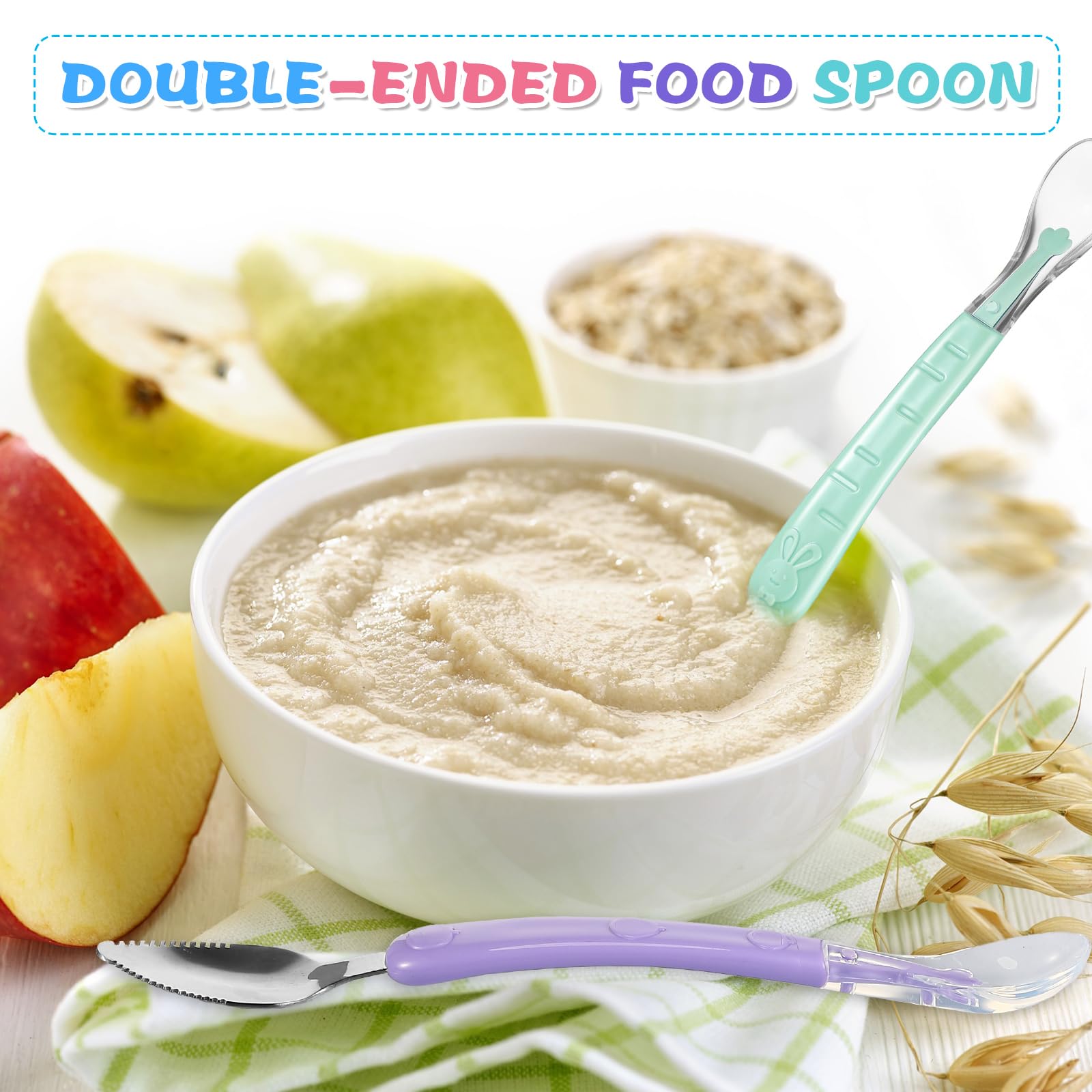 Lallisa four-color spoon set in package for family feeding.