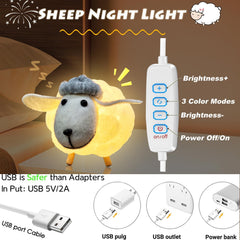 Lallomo small sheep night light packaging image highlights easy setup and quick use.