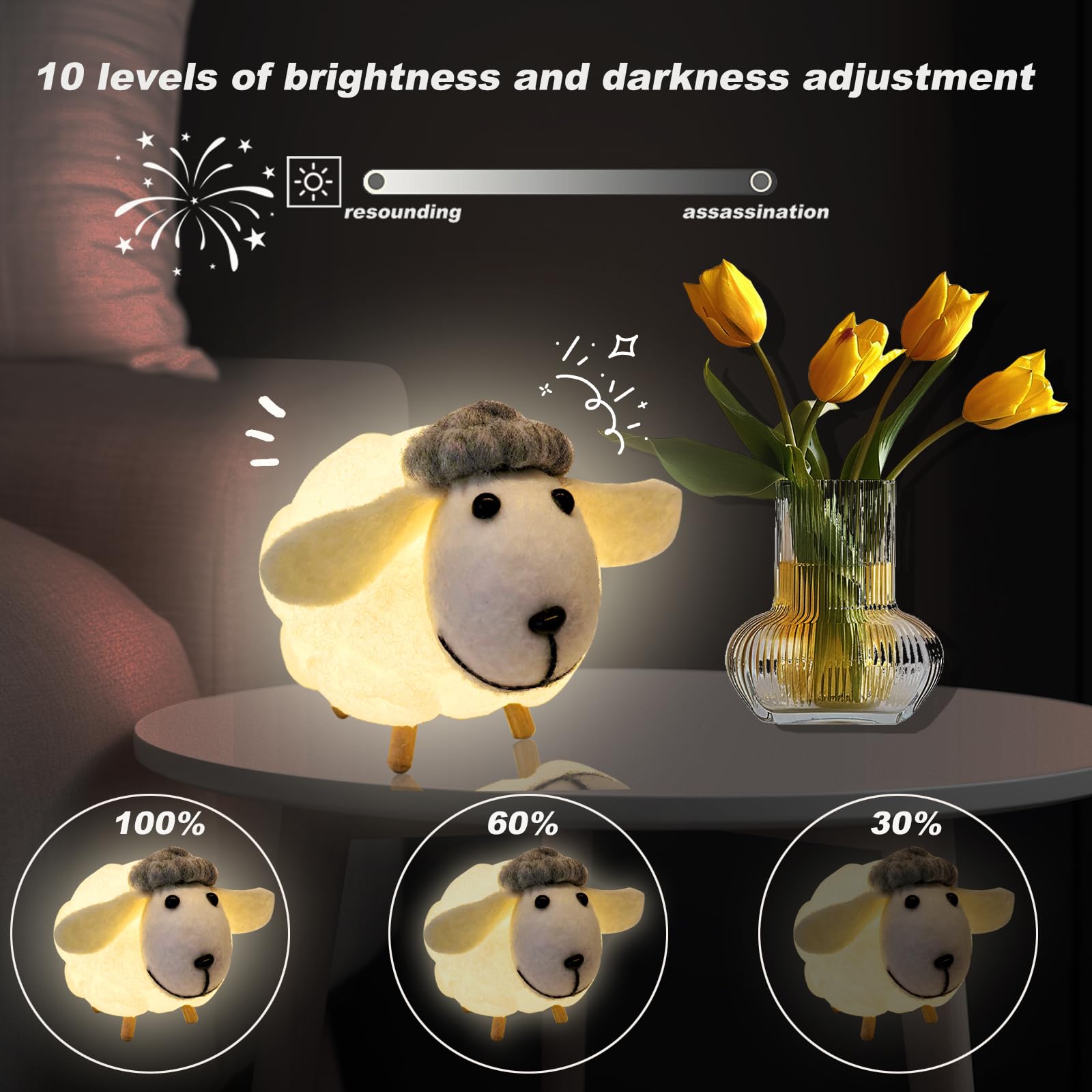 Lallomo small sheep night light USB power connection for versatile powering options.