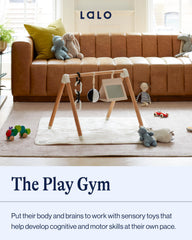 Lalo Baby Gym eco materials highlight FSC beech wood and sustainable lyocell surface.