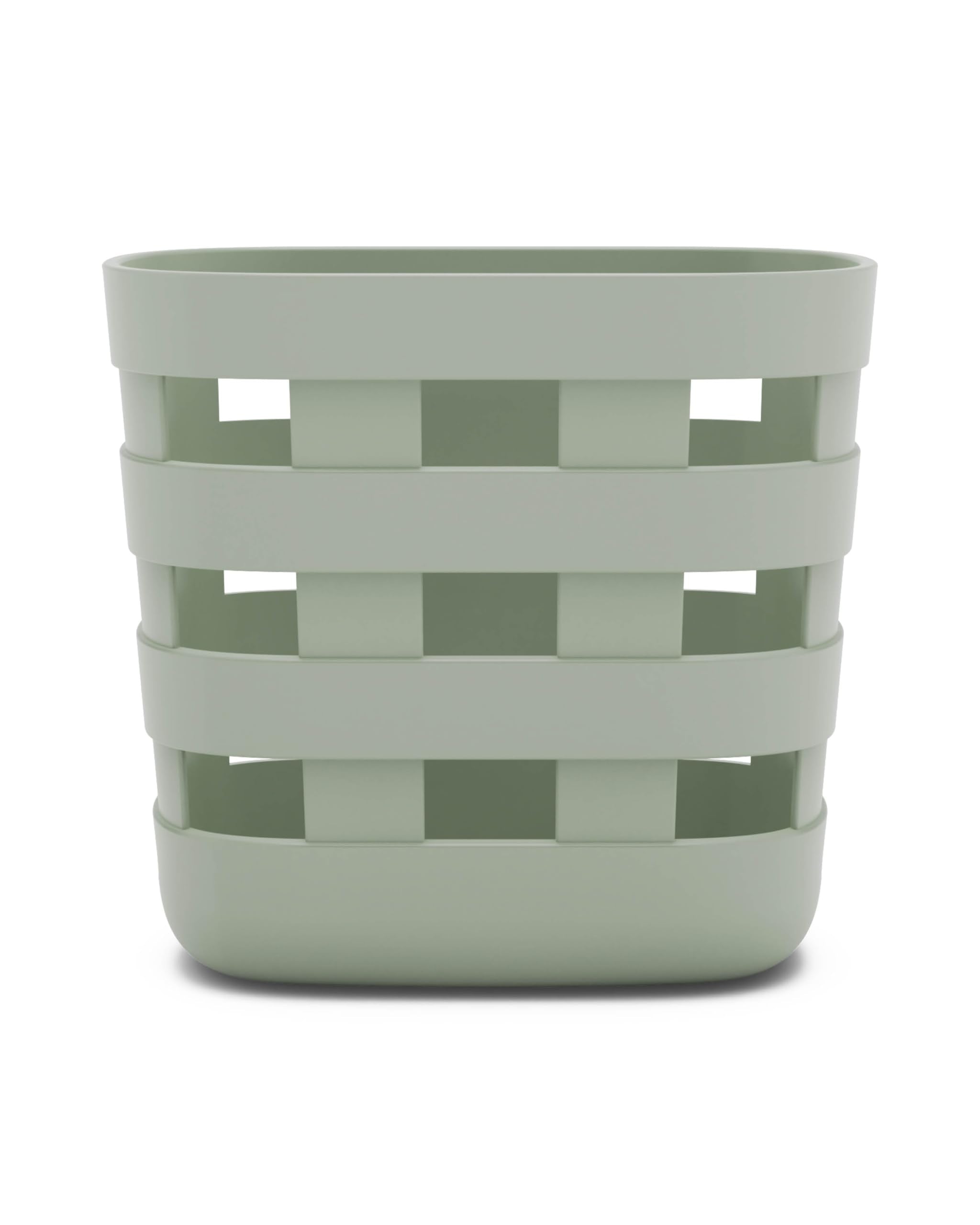 Lalo Bath Time Storage Bin Sage front view for organized bath essentials
