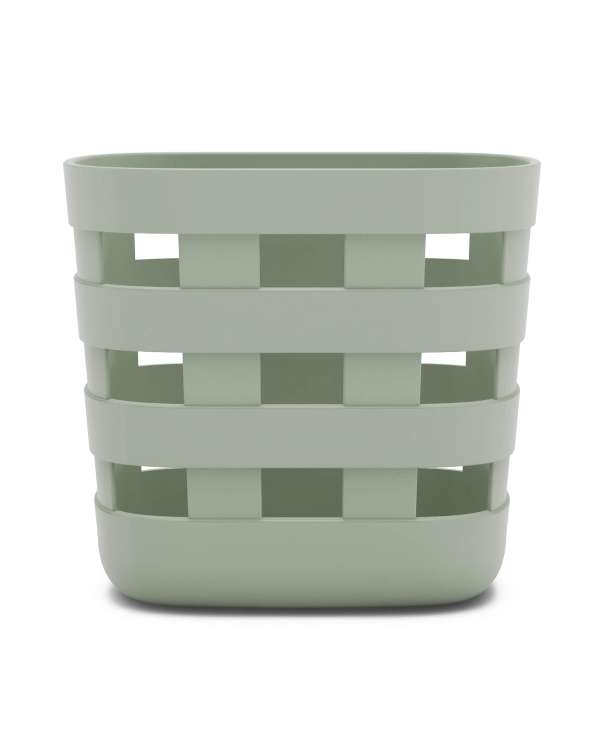 Lalo Bath Time Storage Bin Sage front view for organized bath essentials
