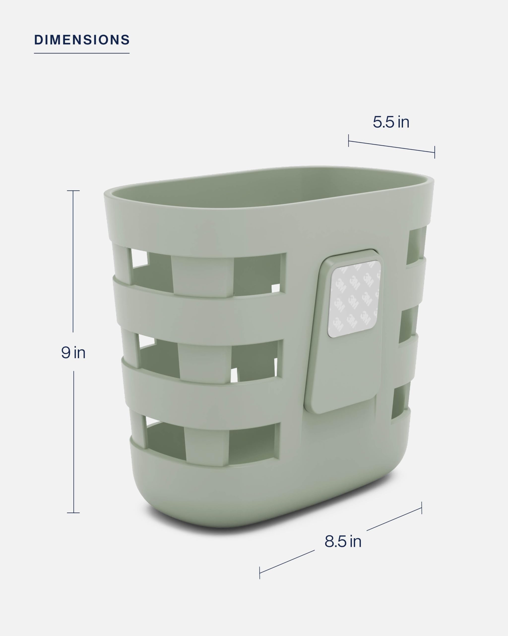 Lalo Bath Time Storage Bin Sage neatly organizes bath items inside