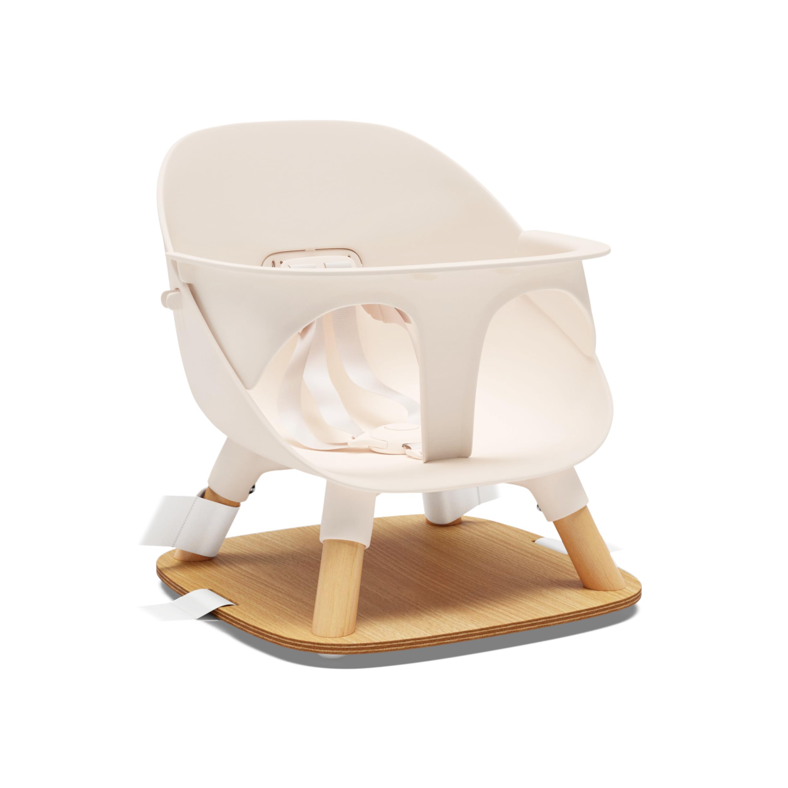 Lalo booster seat Grapefruit front view demonstrates compact, accessible mealtime design.