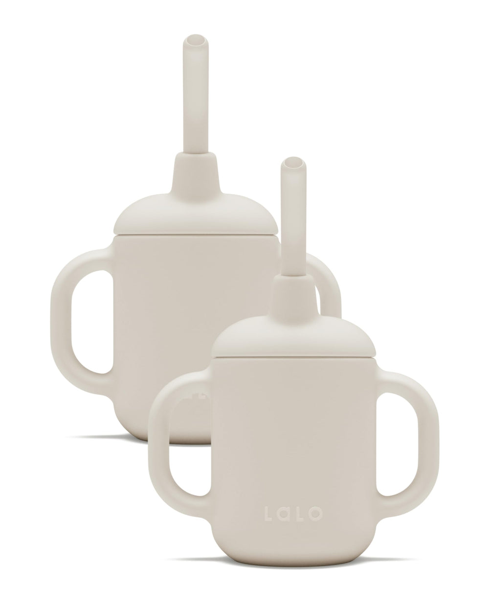 Lalo Little Cup 2-Pack front view with ergonomic handles for small hands.