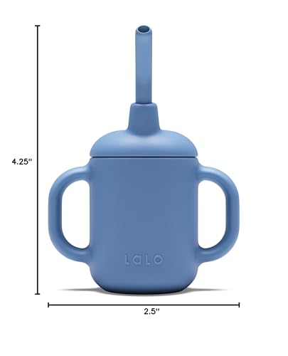 Lalo Little Cup Blueberry soft handles encourage confident, independent drinking.