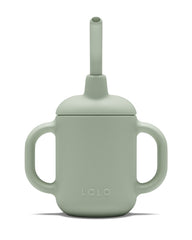 Lalo Little Cup Sage handles close-up shows easy-grip design for toddlers' independent sipping.