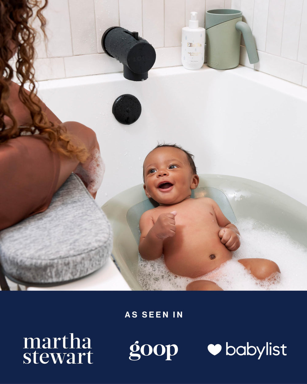 Lalo machine-washable knee and elbow pads simplify post-bath cleaning.