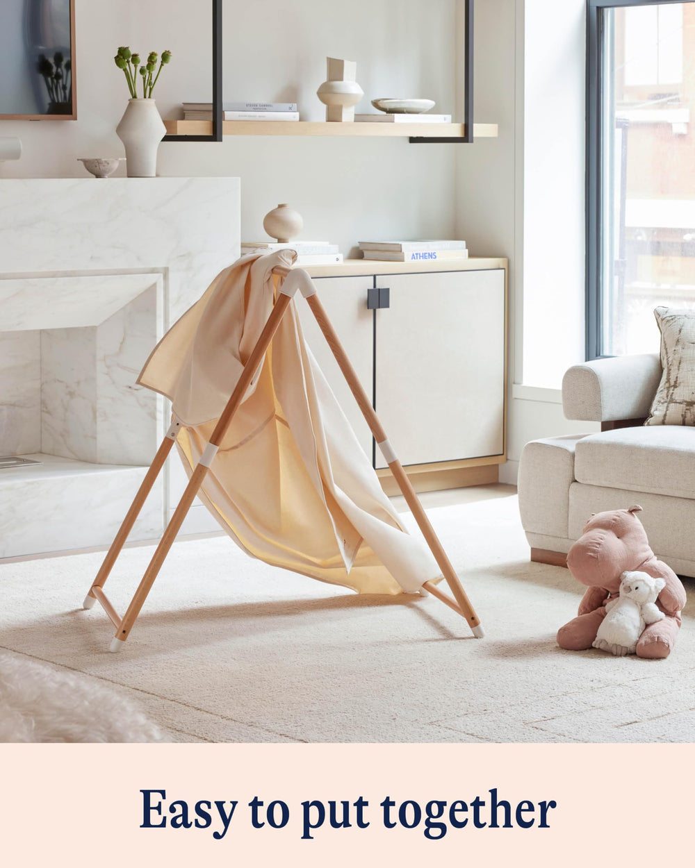 Lalo Play Tent material close-up highlights natural beechwood for durable, lasting play.